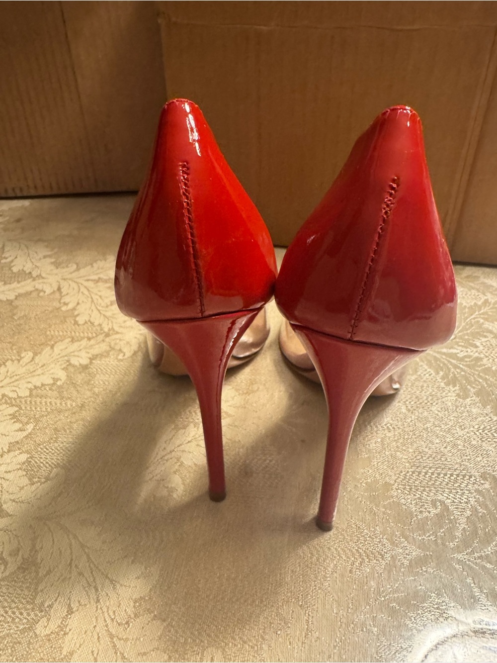 Schutz Cendi Red Clear Patent PVC Pointed Toe Heels Size 6 Fits 5.5 - Picture 2 of 5